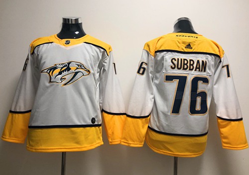 Adidas Predators #76 P.K Subban White Road Authentic Stitched Youth NHL Jersey